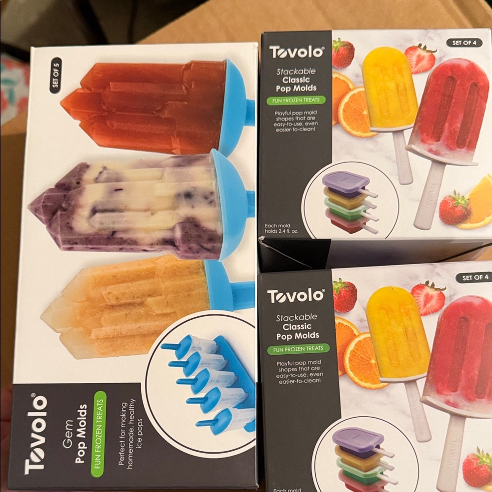 Tovolo Gem & Stackable Classic Pop Mold Sets — 1 set of 5, 2 sets of 4